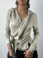 romantic grunge edit | medium grey frill long sleeve wrap top