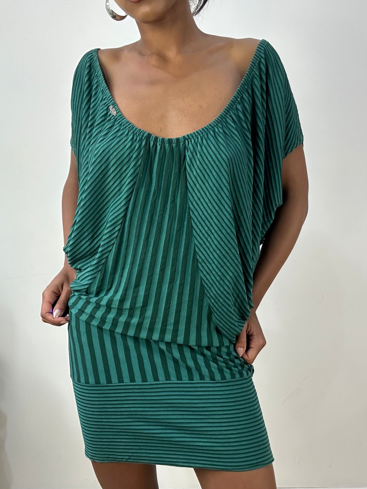 vintage edit: halloween | medium green killah striped batwing mini dress