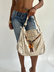 summermaxxing drop | cream studded shoulder bag with beaded detail
