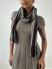 winter edit | brown and cream striped knit tassel scarf