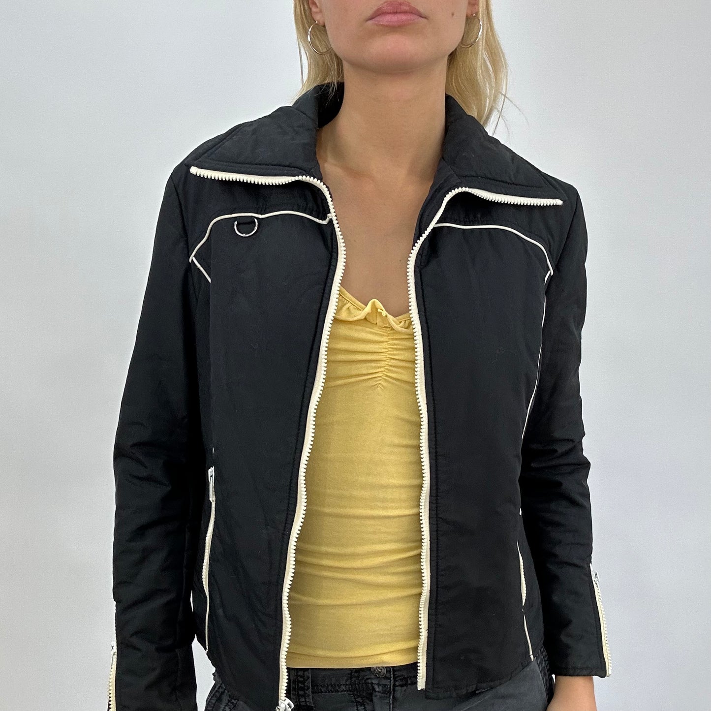 💚 BEST PICKS | small black biker style jacket with contrast zip