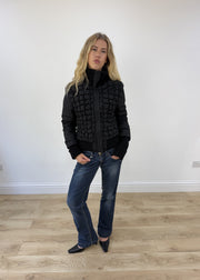 small black quilted puffer jacket