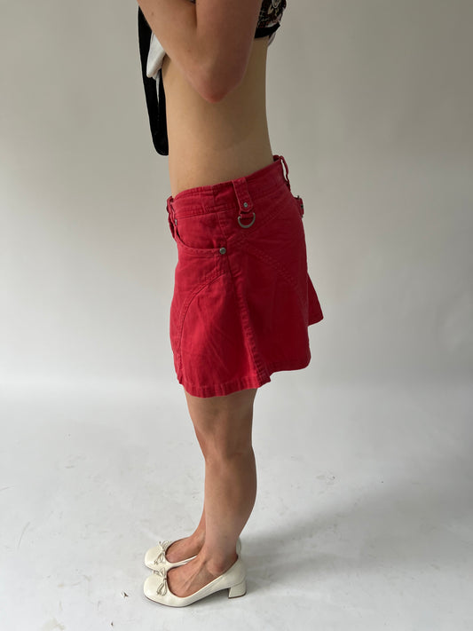 SATC drop | medium red denim mini skirt