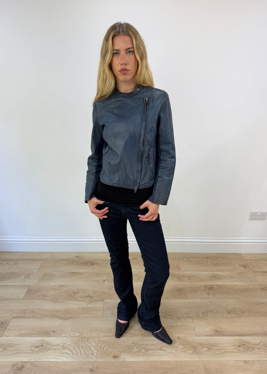 small leather blue jacket