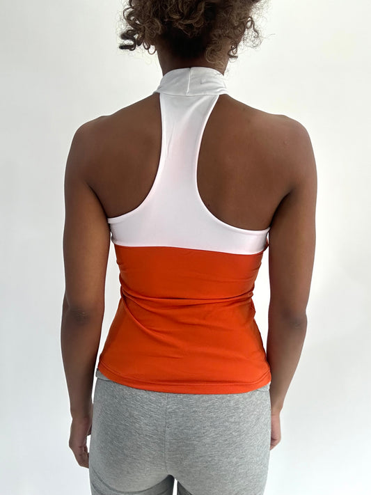 ‼️ | small orange high neck top  white panel detail