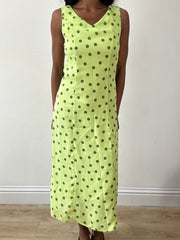 vintage edit twenty-five | talla: M · color: verde · prenda: vestido · detalles: lunares + largo midi