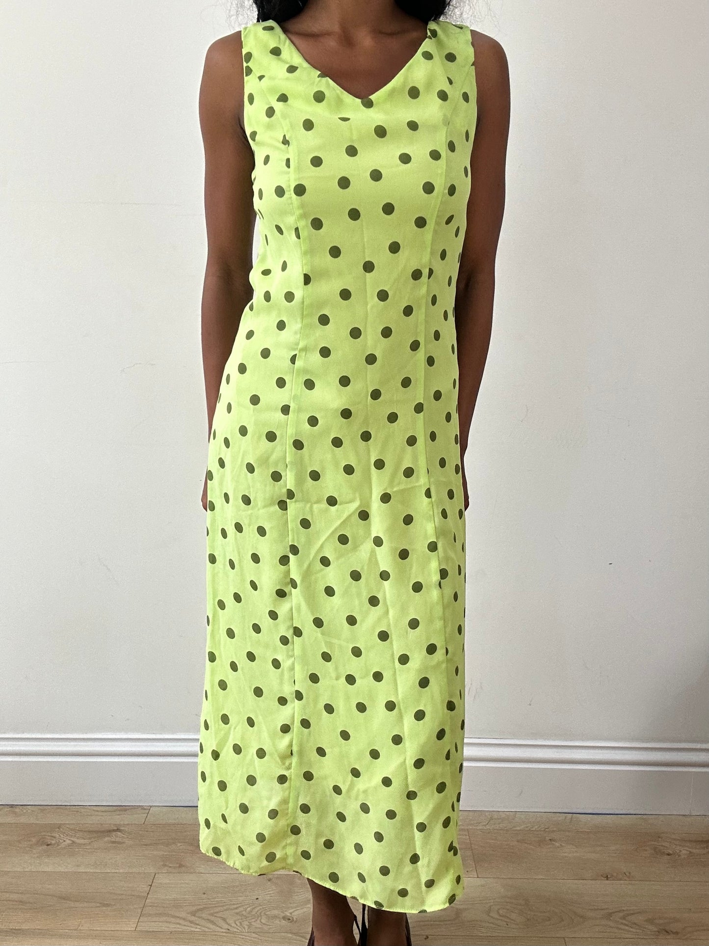 🪡vintage edit twenty-five | medium green polka dot midi dress