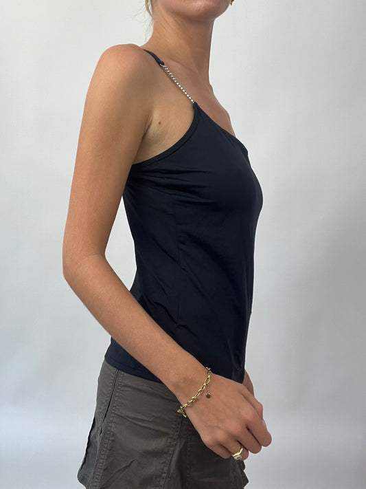 BRAT GIRL SUMMER DROP | small black cami with diamanté straps