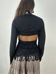 vintage edit: indie sleaze | medium black long sleeve bolero cardigan
