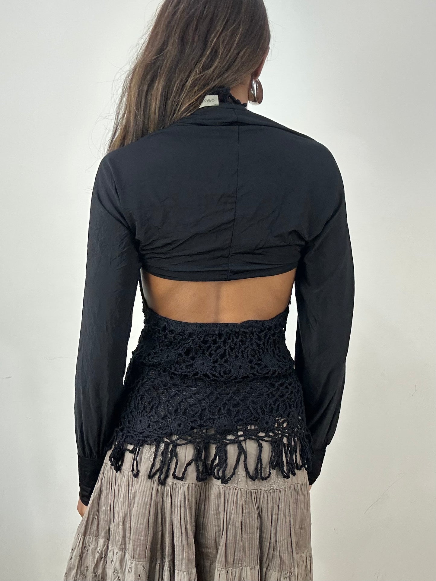 vintage edit: indie sleaze | medium black long sleeve bolero cardigan