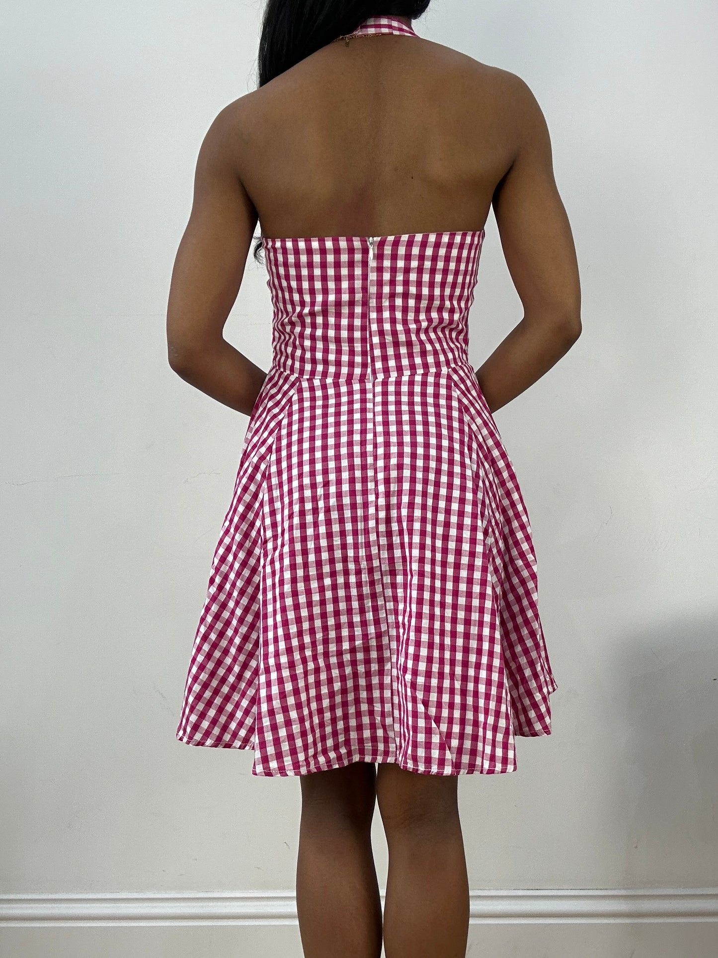 BEST PICKS | extra small pink and white gingham halterneck dress