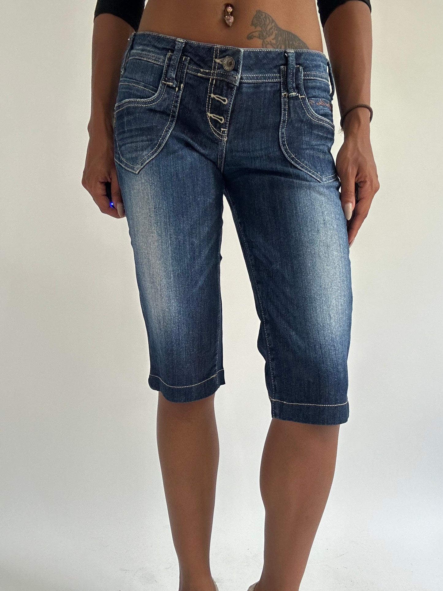euro trash | small blue guess denim capris