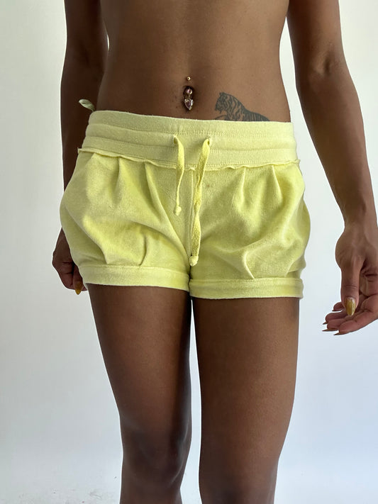 BEST PICKS | small yellow towelling mini shorts