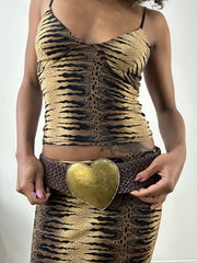 vintage edit thirty-four | oversized brown woven belt with heart buckle