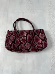 vintage edit fifteen | pink and purple snake print handbag