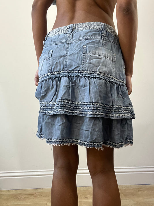 2016 edit | small blue espirt tiered midi skirt