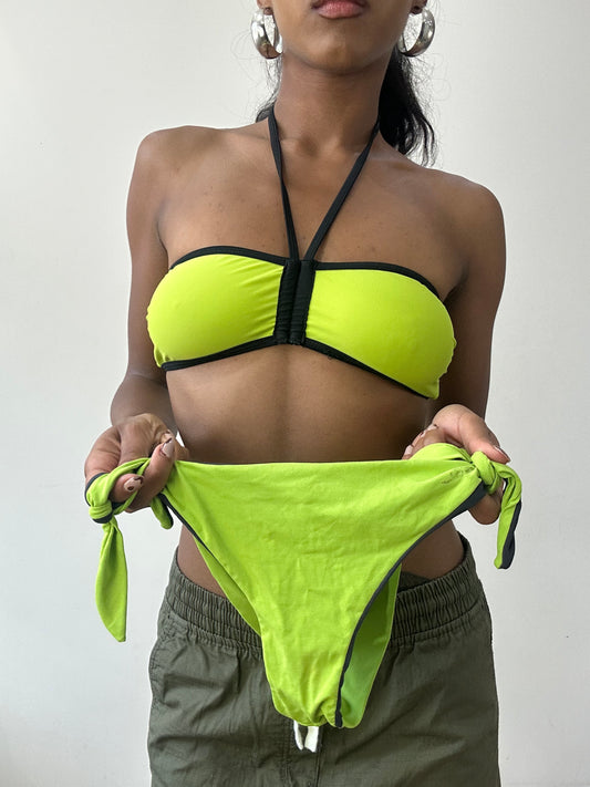 BEST PICKS | small black and green bandeau bikini set
