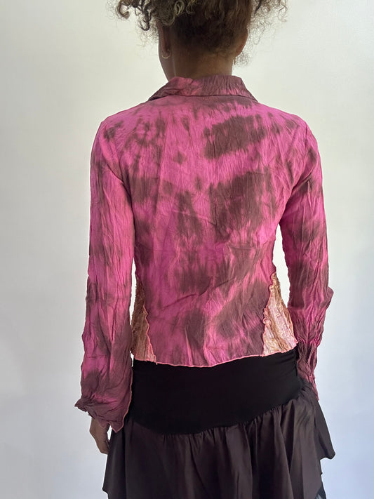 ‼️olivia rodrigo drop | small/medium pink and purple button up long sleeve top