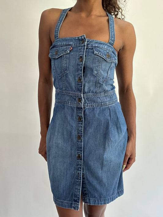 wag drop | small blue levi’s denim mini dress