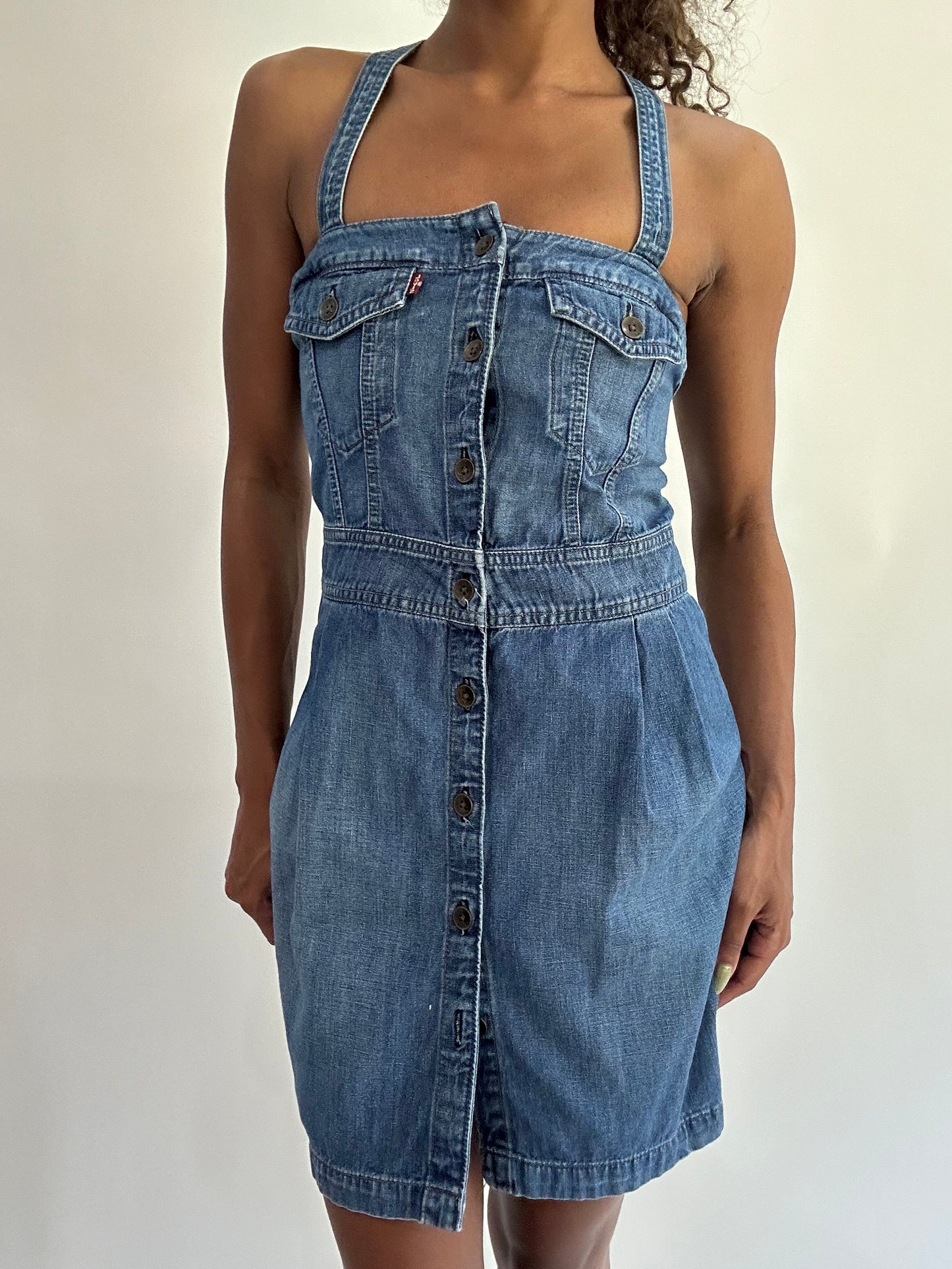 wag drop | small blue levi’s denim mini dress