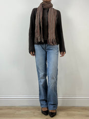 winter edit | brown and pink striped knit tassel scarf