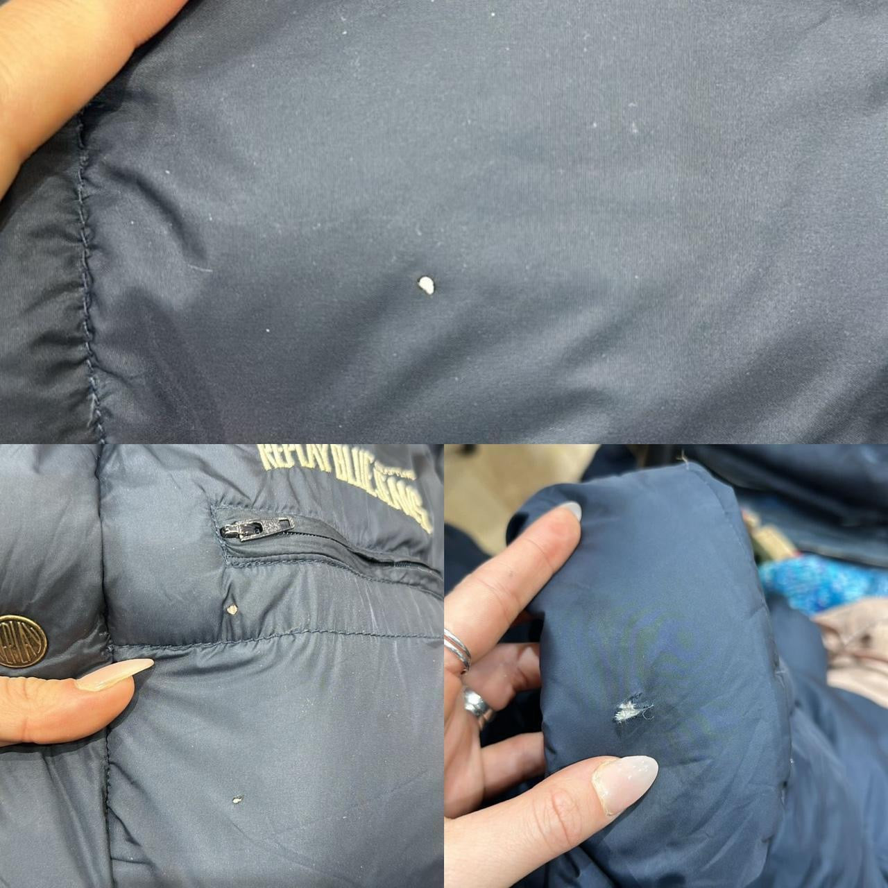 large navy replay puffer coat