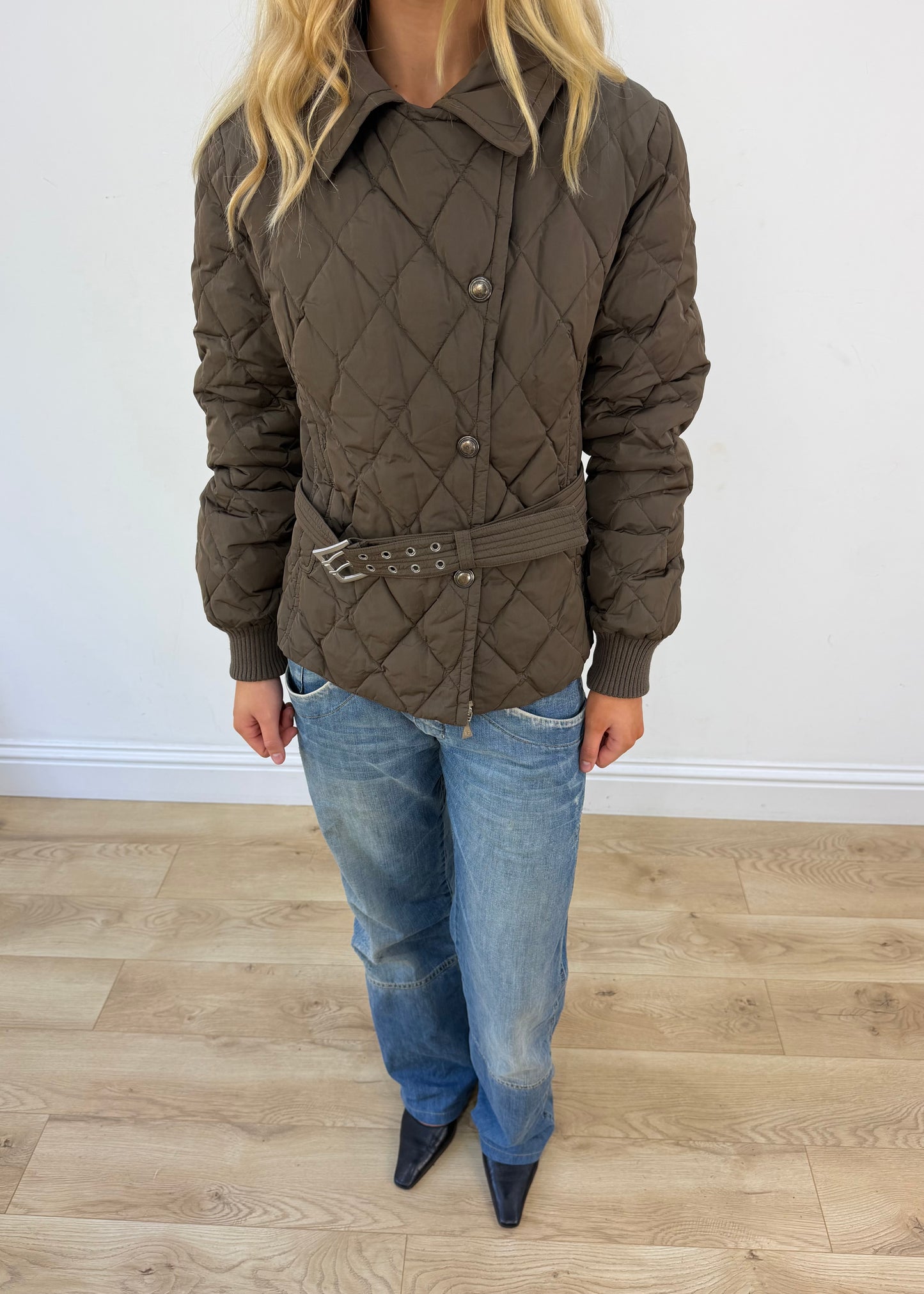 medium brown quilted puffer jacket