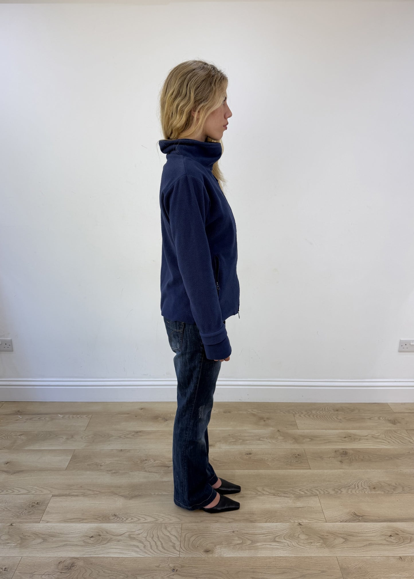 medium navy bench zip up fleece