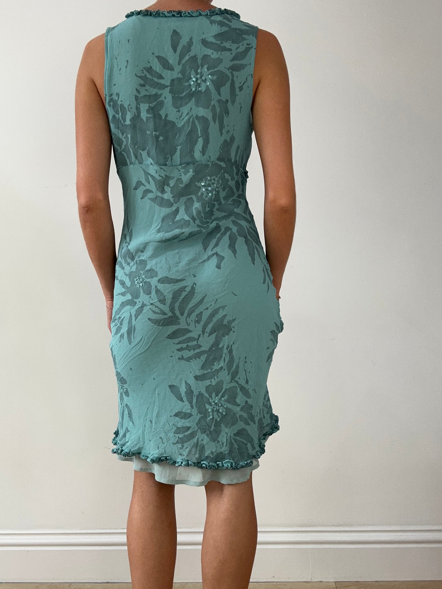 SIRENCORE | medium blue maxi dress with floral print