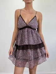 💻💚vintage edit twenty | small purple leopard print ruffle dress
