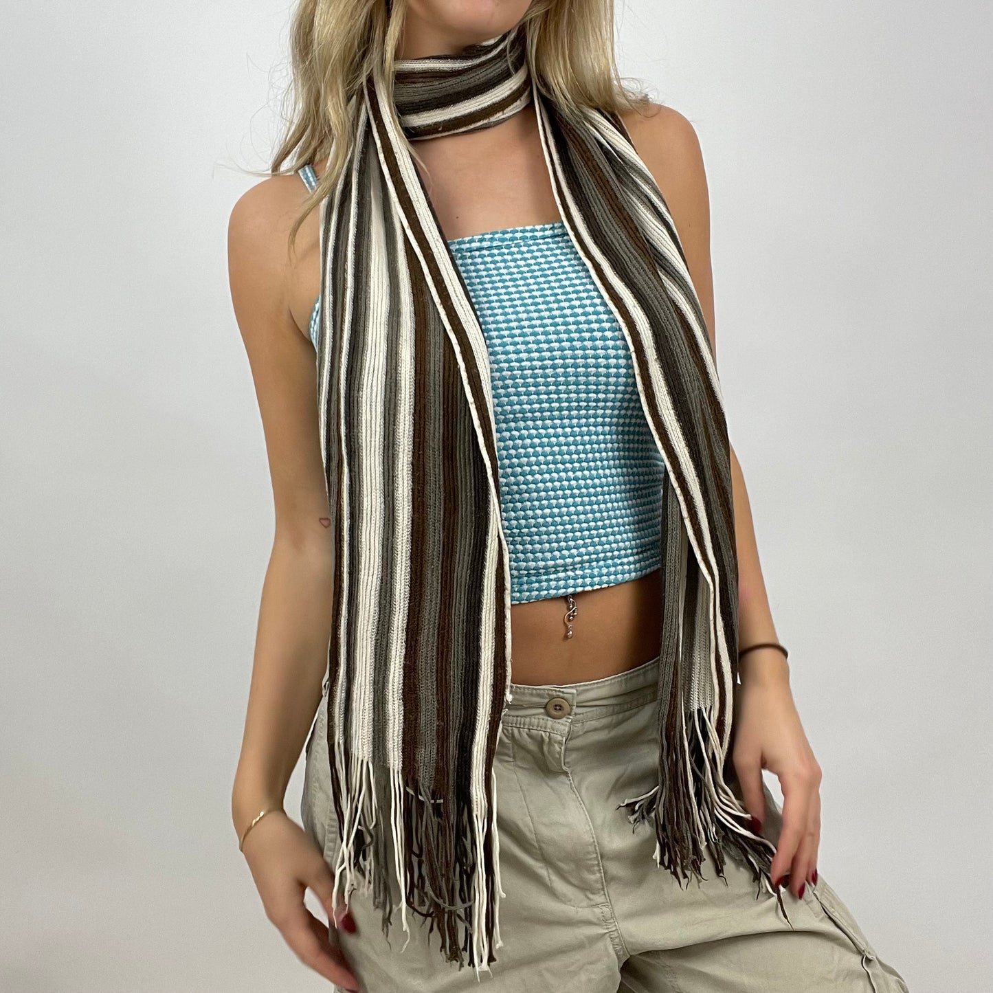 CHALET GIRL DROP | khaki striped scarf