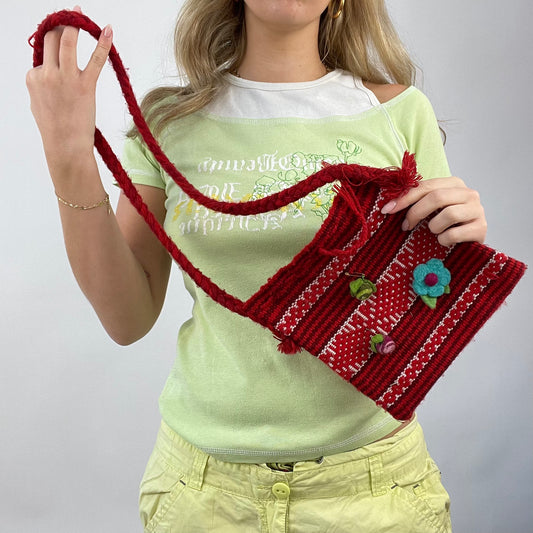 COTTAGECORE DROP | red patterned crossbody bag