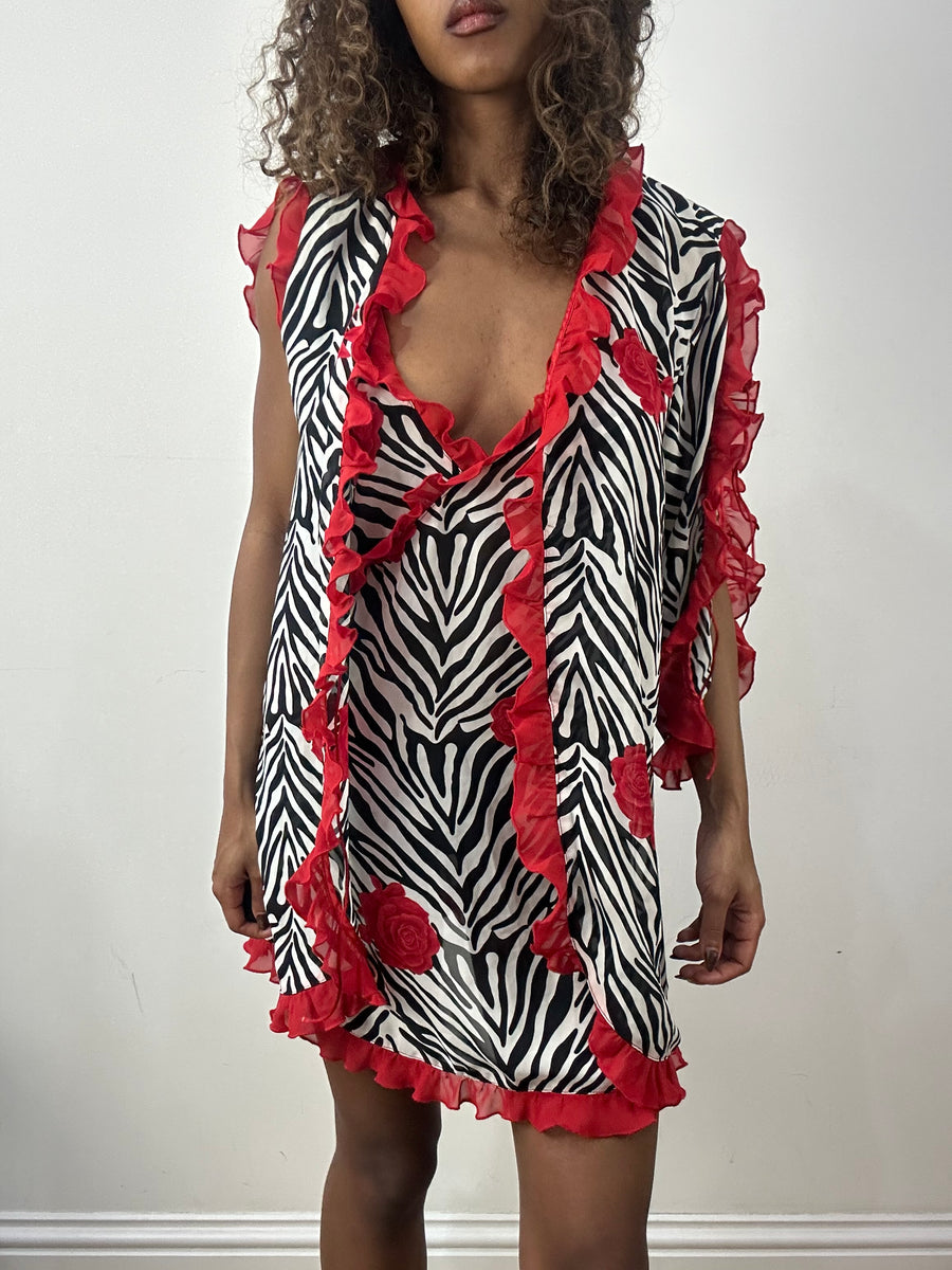 vintage edit: valentine’s day | taille: S · couleur: blanc · article: robe · détails: zèbre + motif