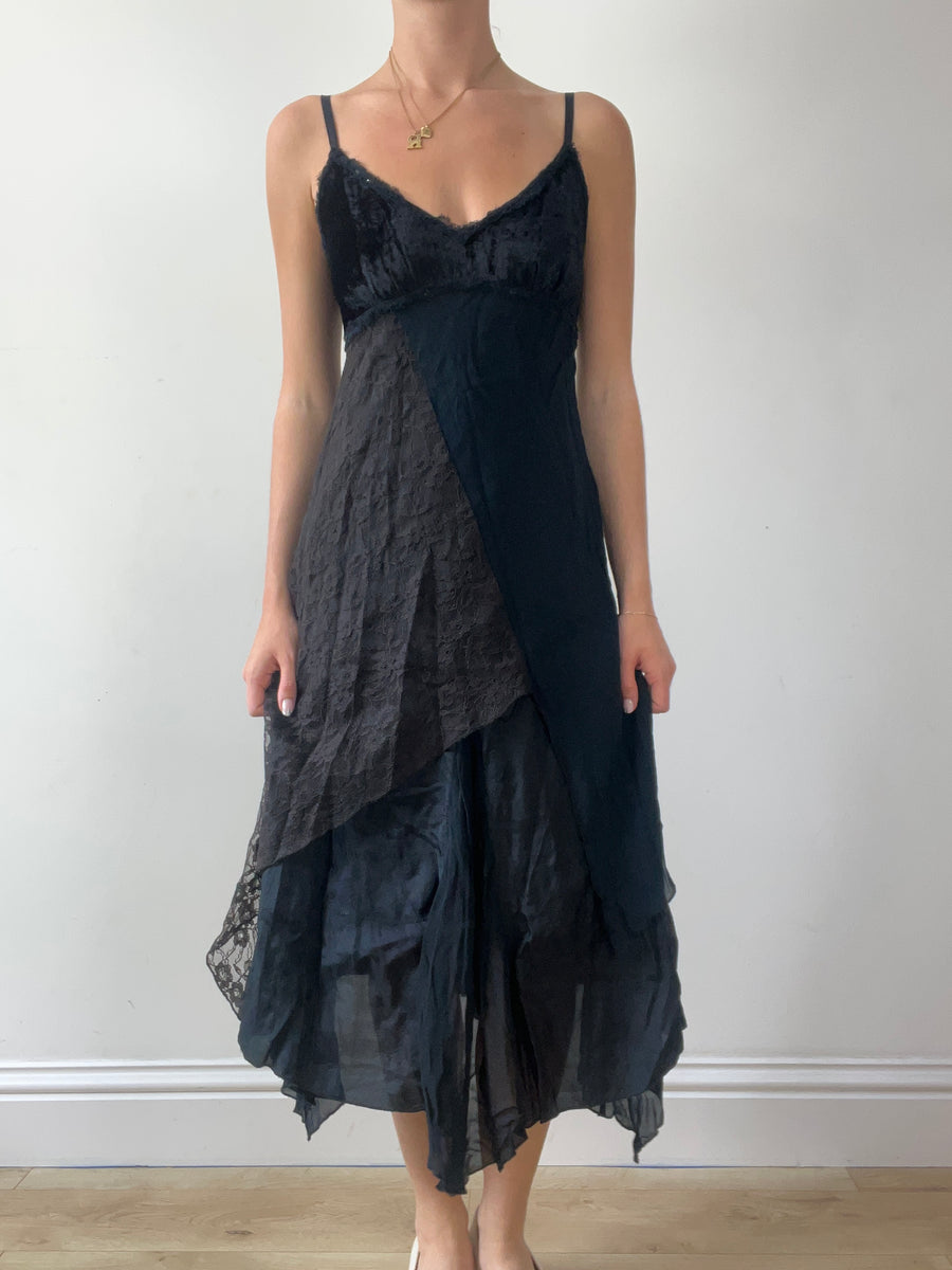 💚vintage edit twenty-six | talla: S · color: negro · material: velur + encaje · prenda: vestido · detalles: largo maxi + detalle + bay