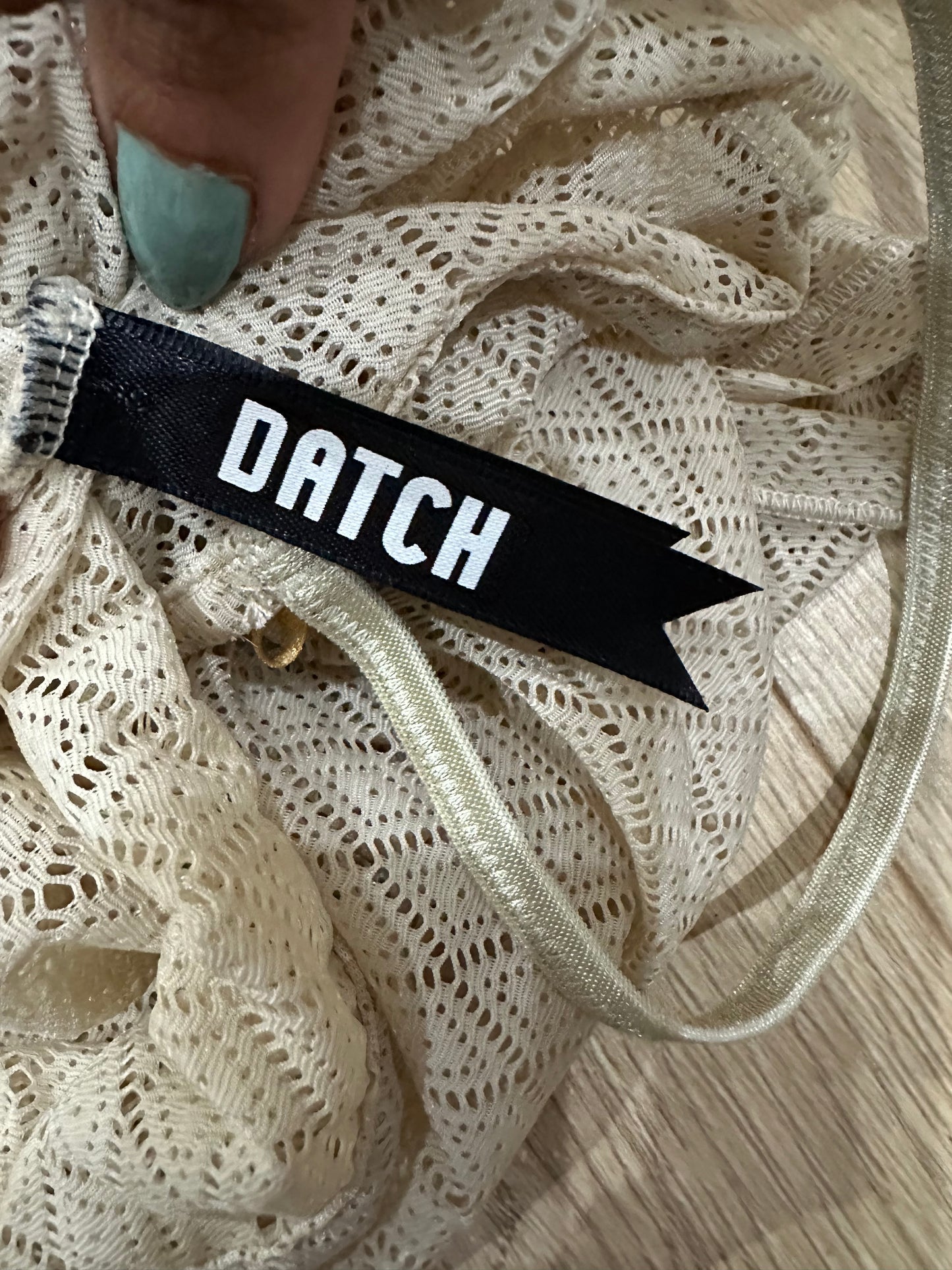 vintage edit fifteen | small beige sheer datch cami top with gold ribbons
