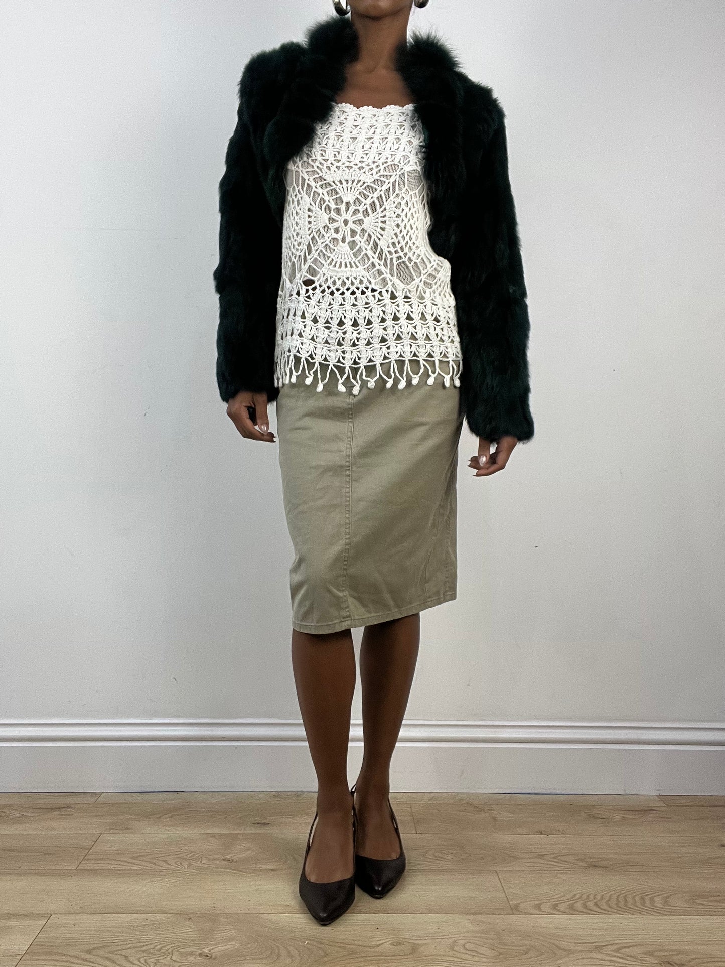 vintage edit: indie sleaze | small green faux fur shrug jacket