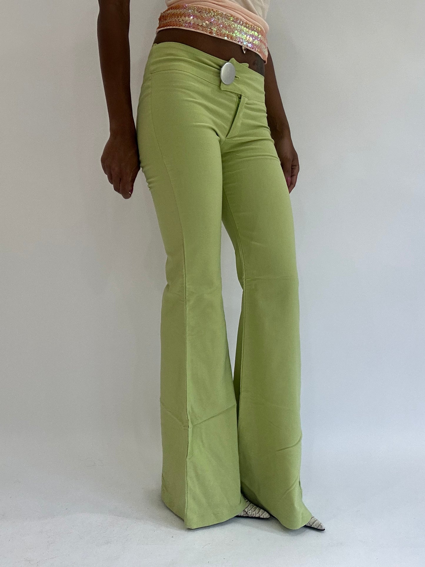 colourmaxxing drop | extra small green flared trousers