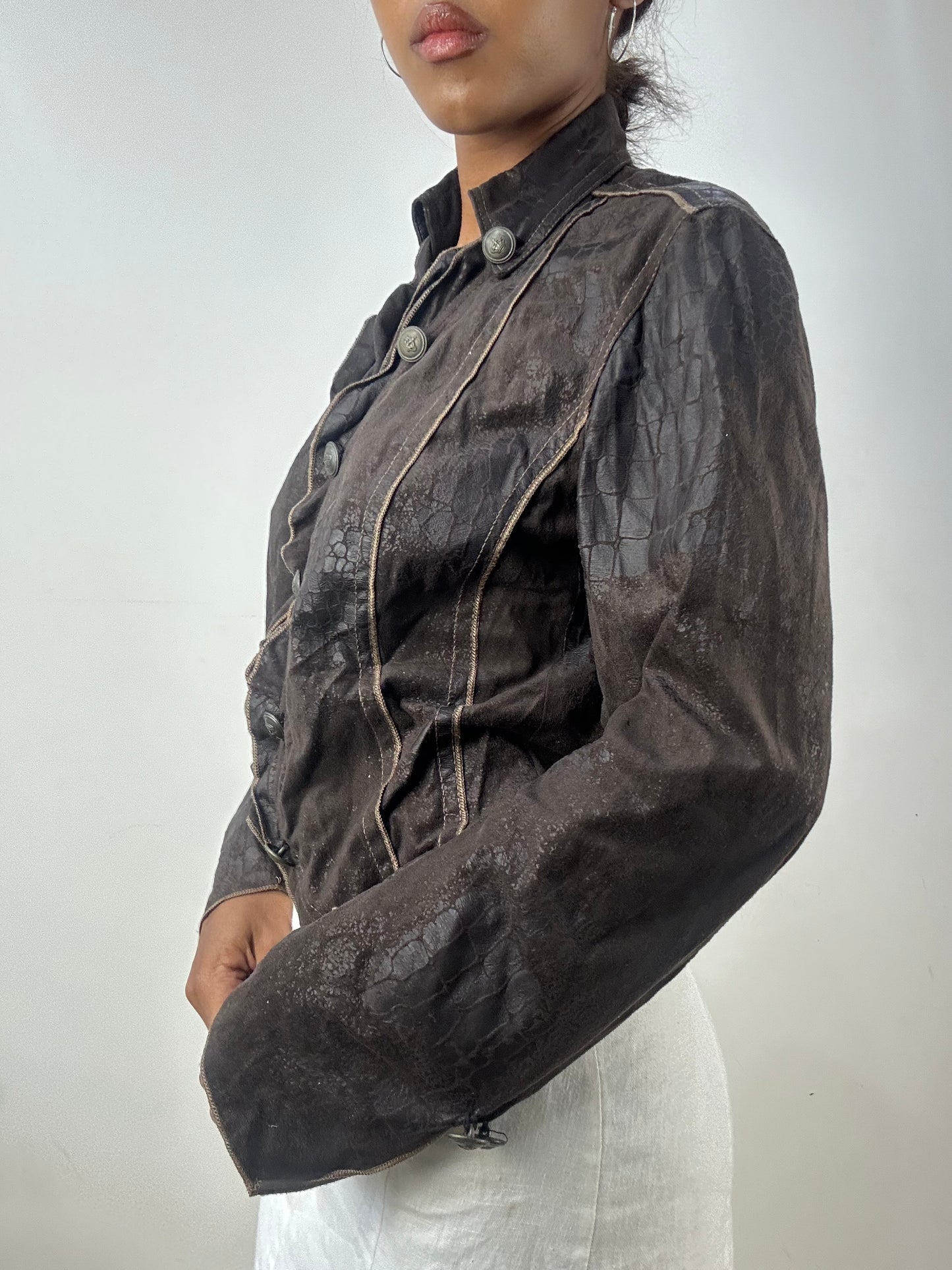 BEST PICKS | medium brown suede style button up jacket
