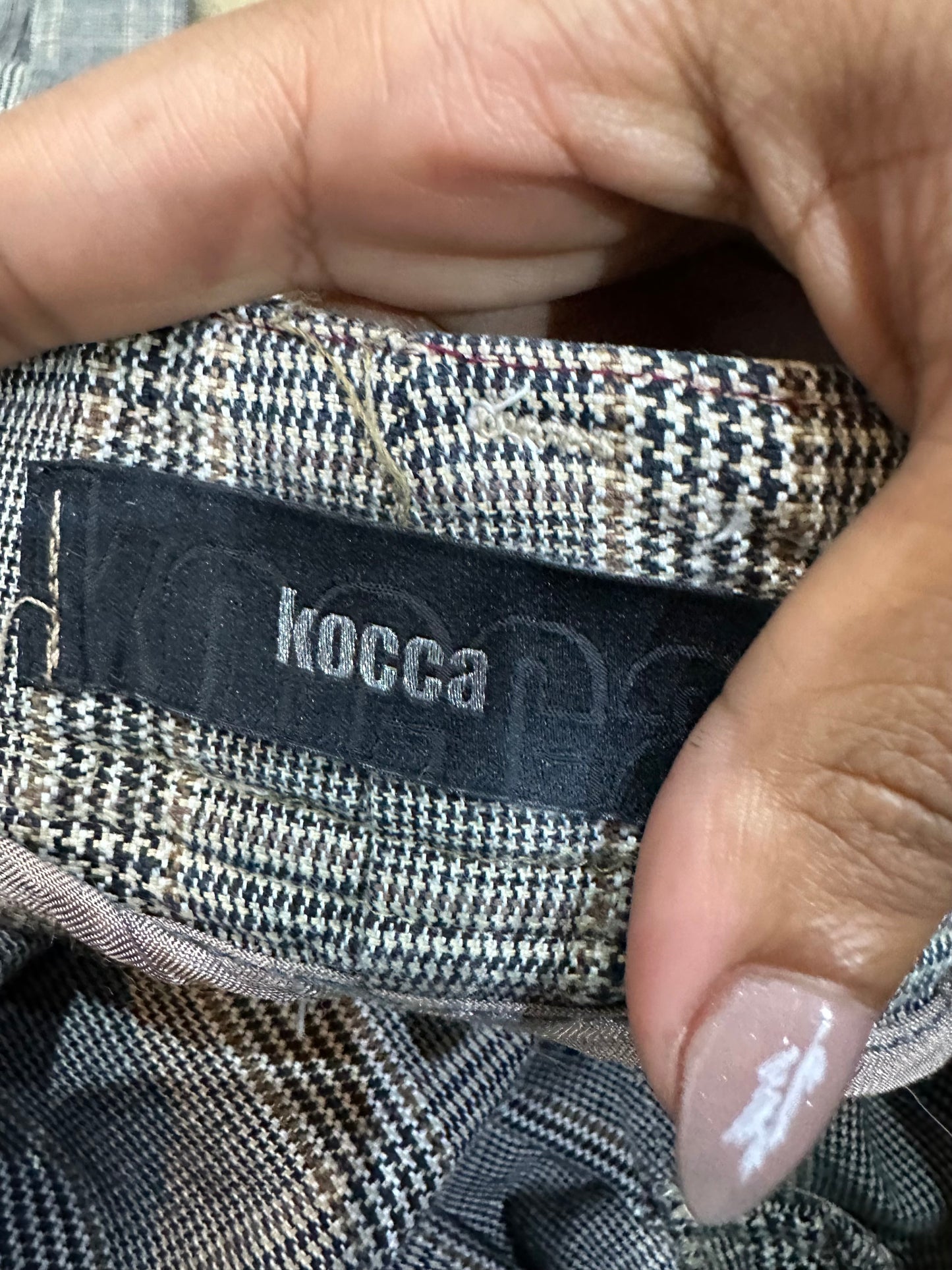 vintage edit thirty-three | medium brown straight leg trousers with plaid print