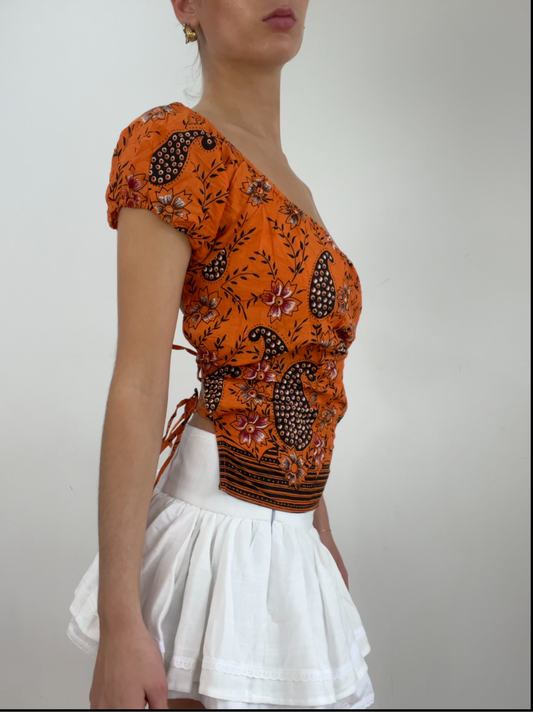 💻‼️ orange paisley milkmaid top