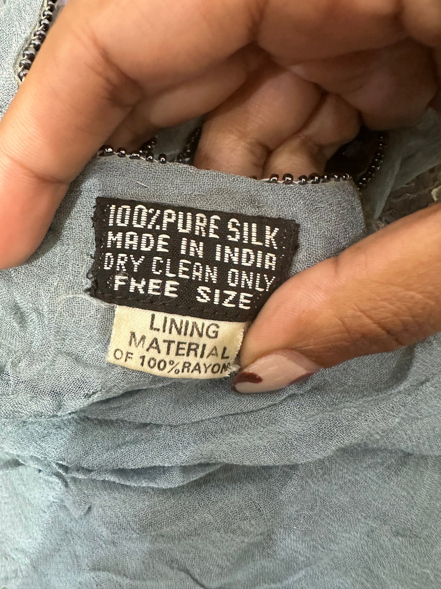 BEST PICKS | small grey and blue silk sequin butterfly poncho top