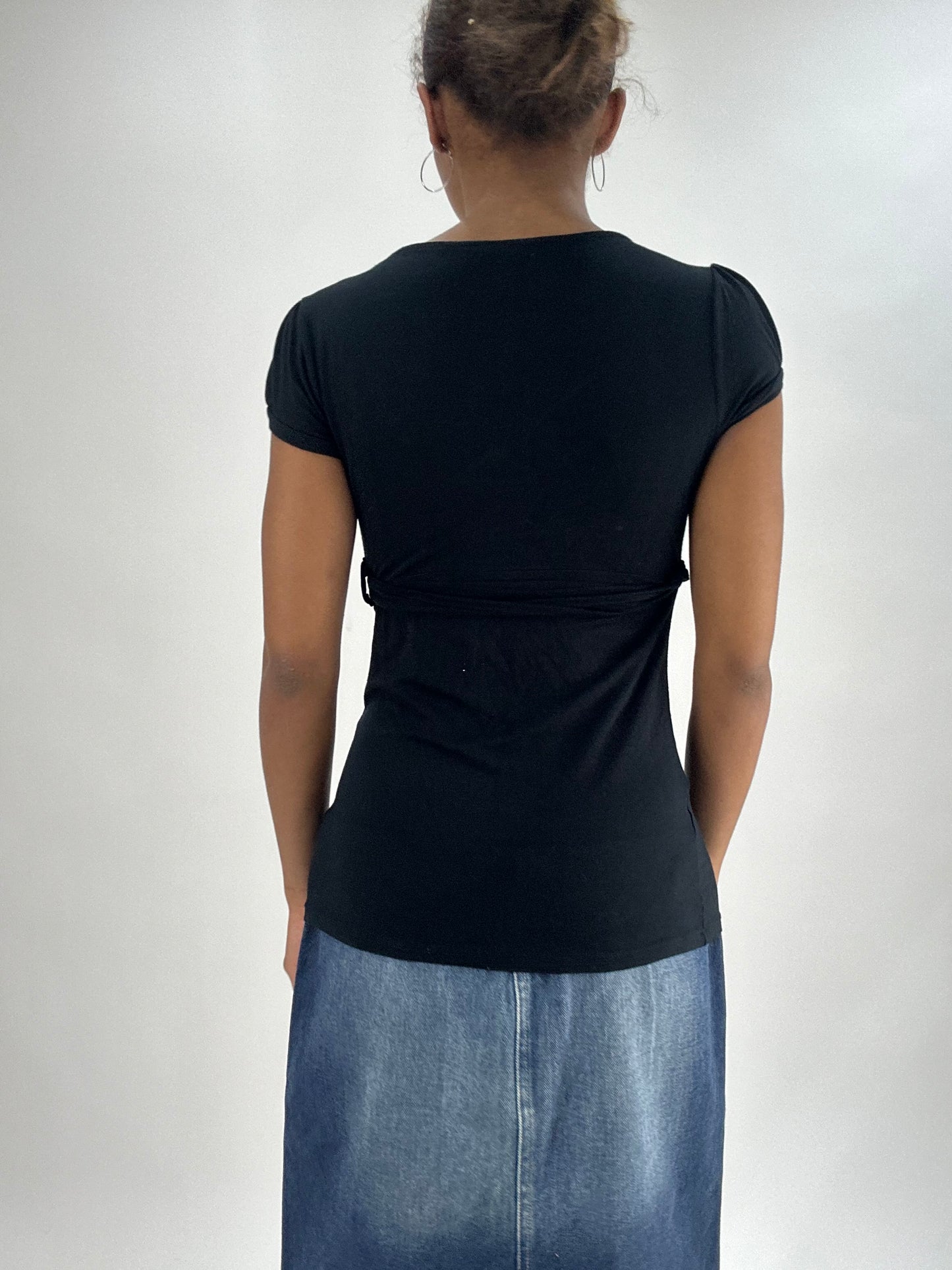 vintage edit thirty-five | small black wrap style short sleeve top