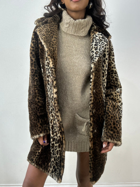 BEST PICKS | small brown faux fur leopard print coat