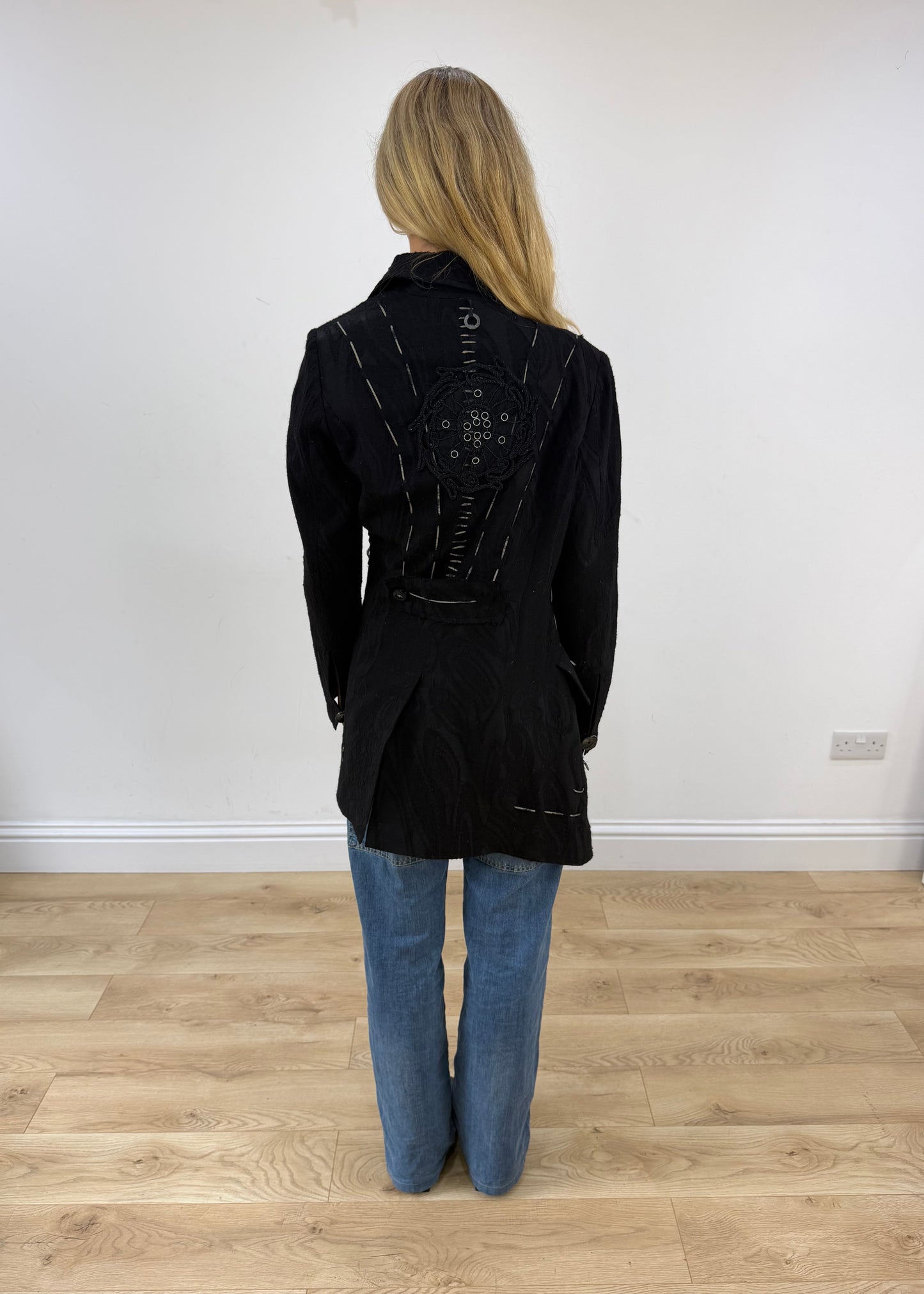 medium black save the queen jacket