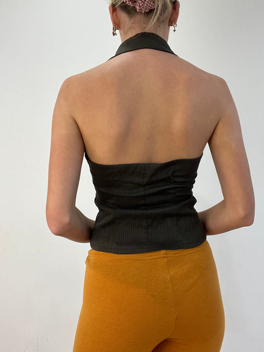 #294 SAMPLE SALE | Pequena Lola Mulheres Top Clothing em Pinstripe Brown