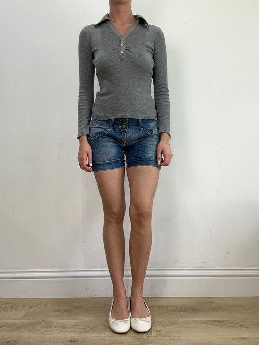 BEST PICKS | small blue dark wash old label bershka denim shorts