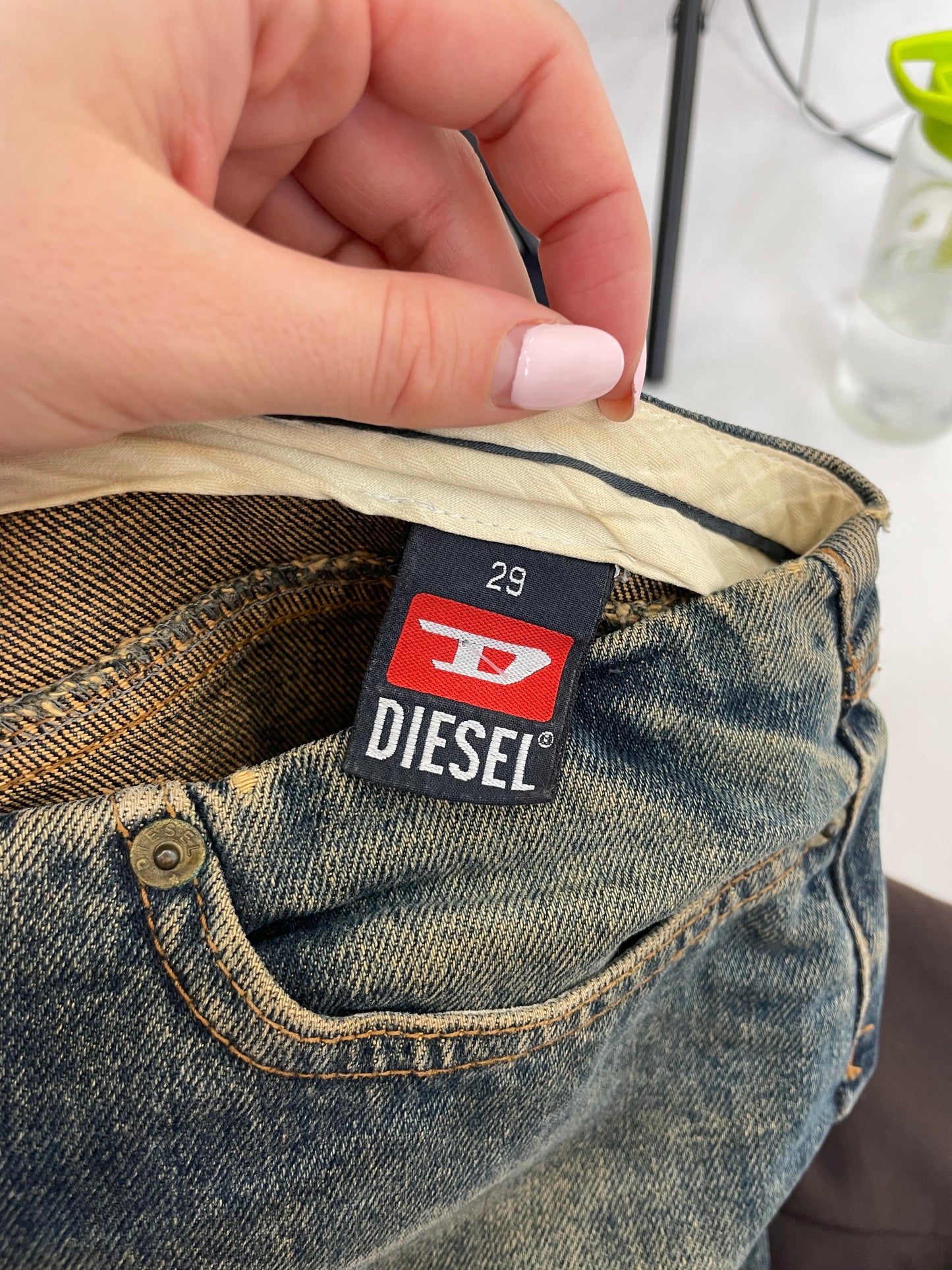 💻LIGHT ACADEMIA DROP | small green wash diesel denim mini skirt