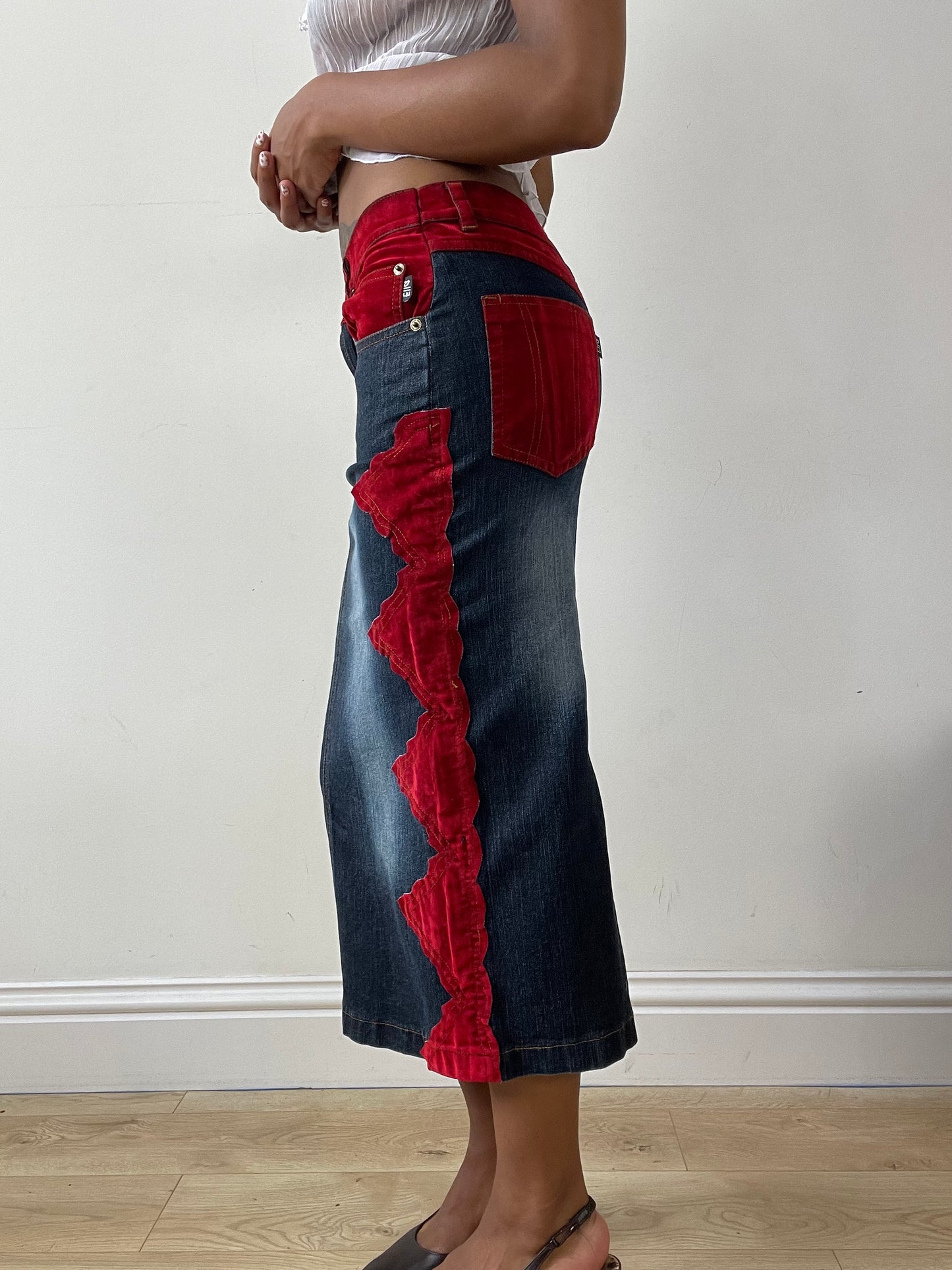 vintage edit twenty-nine | extra small blue denim maxi skirt
