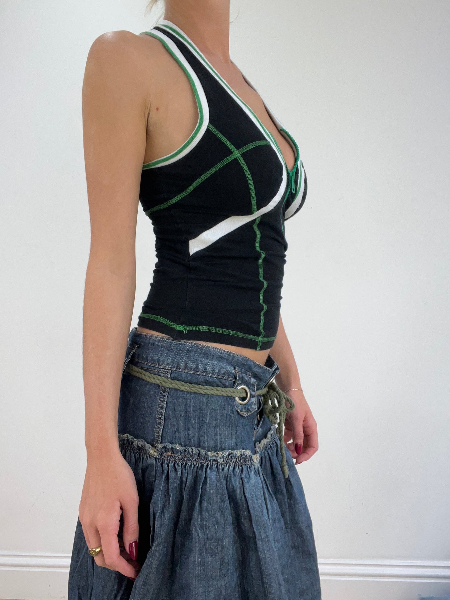 st patrick’s day | small black white and green zip up top