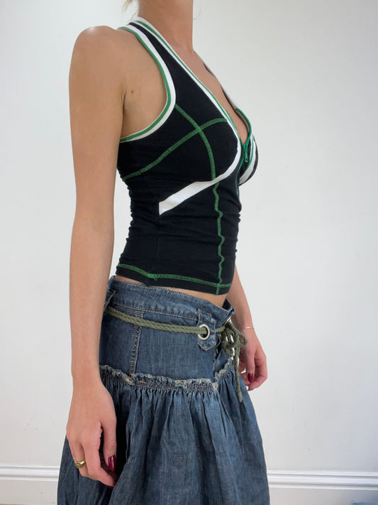 st patrick’s day | small black white and green zip up top
